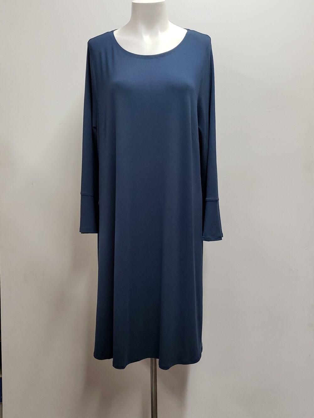 Eileen Fisher Lightweight Viscose Jersey Round Neck Midi Dress Women's 1X